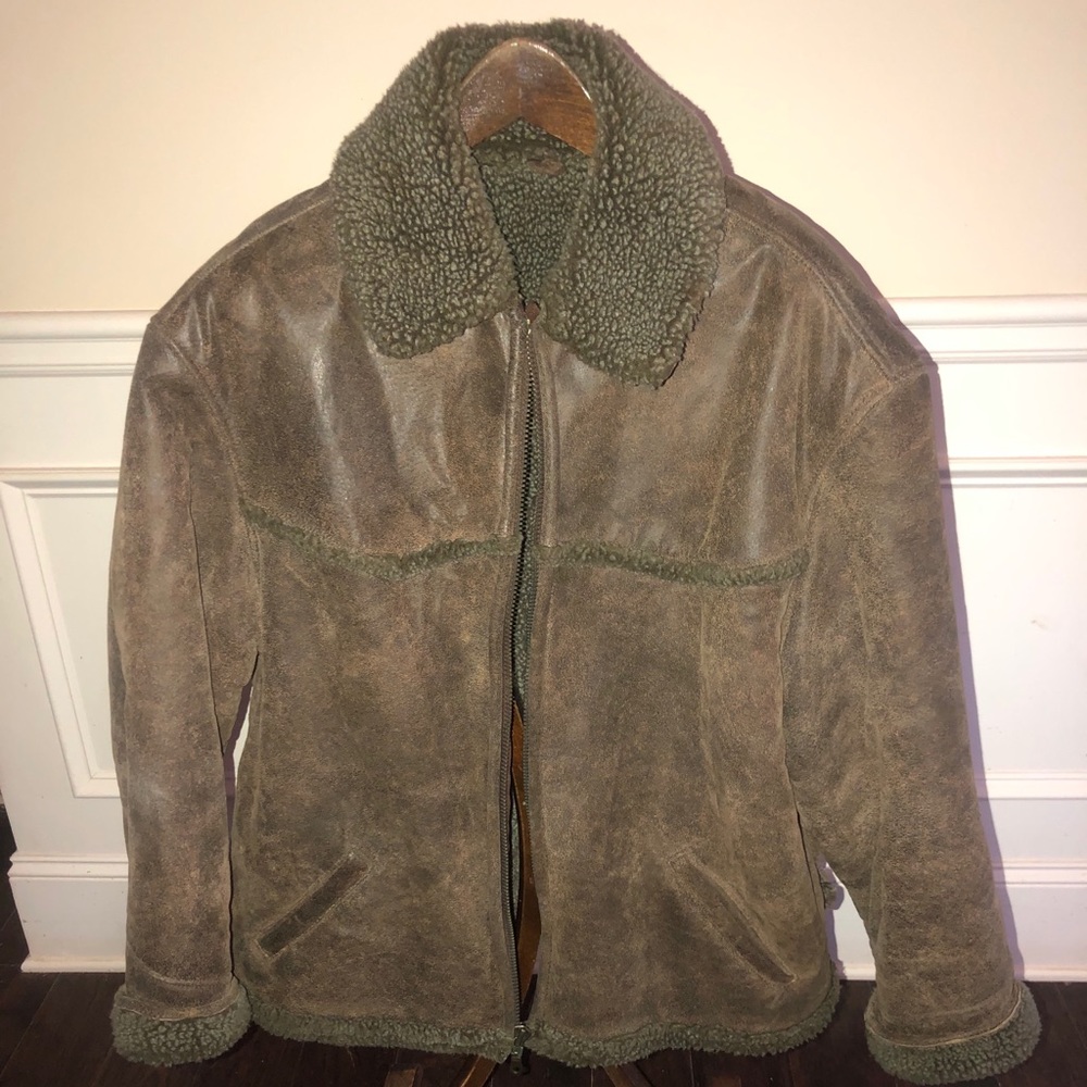 WinLit Leather Bomber coat